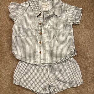 Little Giraffe White & Navy Check Kids Matching Set